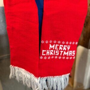 VTG 70s "Merry Christmas" Wool/Woven Tassel Red + White Festive Sweater